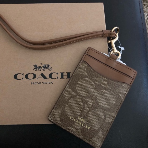 Coach Accessories - Authentic Coach Signature Khaki/Saddie Lanyard